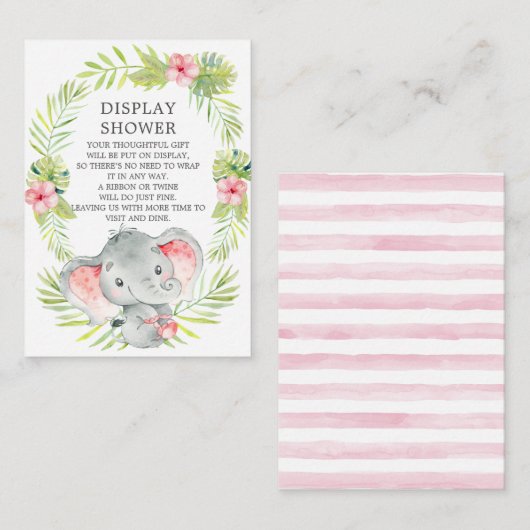 Oerwoud Olifant Baby shower Gift Display Douche Informatiekaartje (Voorkant / Achterkant)