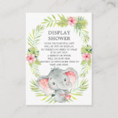 Oerwoud Olifant Baby shower Gift Display Douche Informatiekaartje (Voorkant)