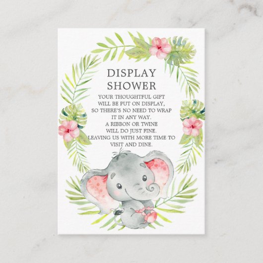 Oerwoud Olifant Baby shower Gift Display Douche Informatiekaartje (Voorkant)