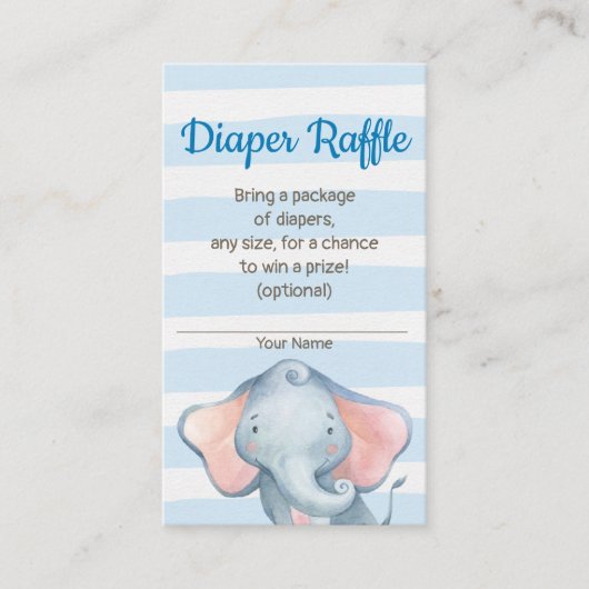 Oerwoud olifant Baby shower luierkaart Informatiekaartje (Voorkant)