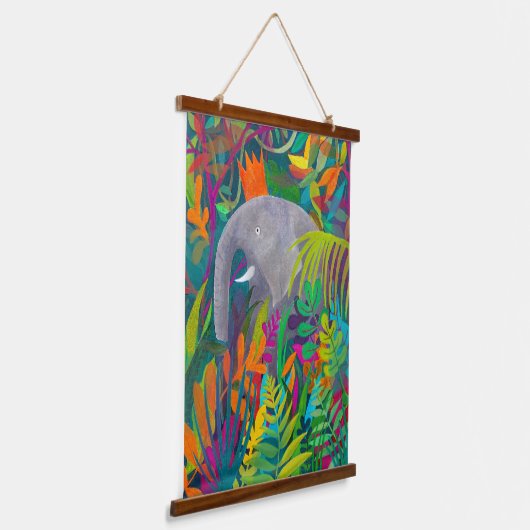 Oerwoud olifant hangend wandkleed (Gebogen)