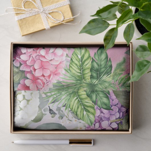 Oerwoud Olifant & Hydrangeas & Vlinders Tissuepapier (Geschenk)