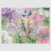 Oerwoud Olifant & Hydrangeas & Vlinders Tissuepapier (Voorkant)