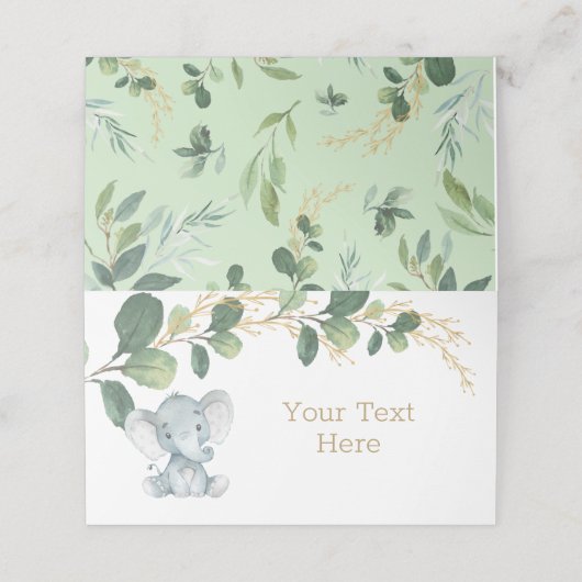 Oerwoud Olifant Waterverf Groen Goud Groen Plaatskaartje (Buitenkant ongevouwen)