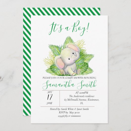 Oerwoud Olifantuitnodiging Kaart (Voorkant / Achterkant)