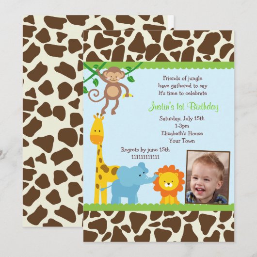 Oerwoud op zaterdag Uitnodigingen (Voorkant / Achterkant)