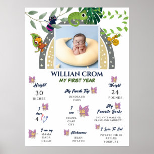 Oerwoud over de regenboog 1e jaar mijlpaal Poster