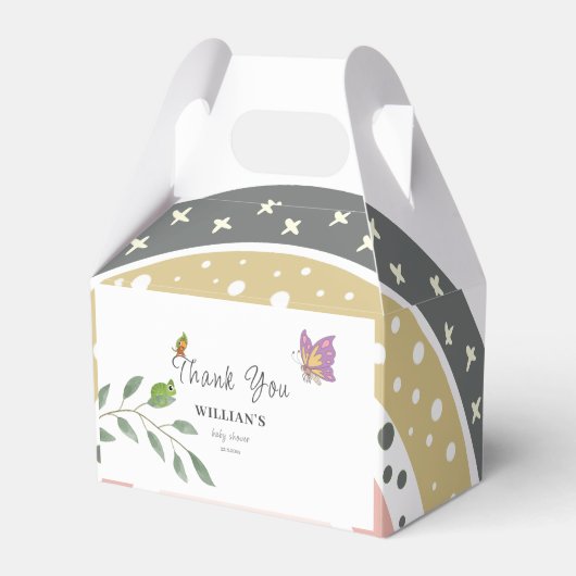 Oerwoud over het Regenboog Baby shower Dank u Bedankdoosjes (Voorkant Zijde)