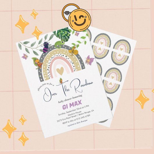 Oerwoud over het regenboogBaby shower Kaart