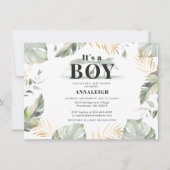 Oerwoud Palm Leaves Baby shower Kaart (Voorkant)