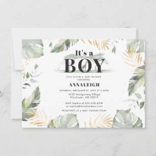 Oerwoud Palm Leaves Baby shower Kaart
