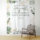 Oerwoud Palm Leaves Giraffe Baby shower Backdrop Wandkleed (In situ)