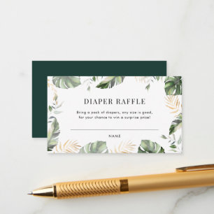 Oerwoud Palm Meisje Baby shower Luier Raffle Informatiekaartje