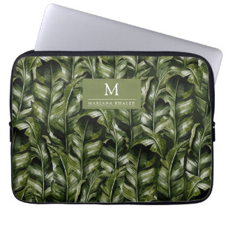 Oerwoud palmbladeren regenwoud bloemen groen laptop sleeve