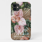 Oerwoud palmbladeren regenwoud bloemen roze groen Case-Mate iPhone case (Achterkant)