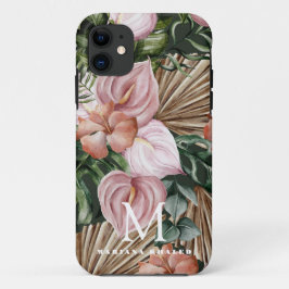 Oerwoud palmbladeren regenwoud bloemen roze groen Case-Mate iPhone case