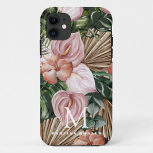 Oerwoud palmbladeren regenwoud bloemen roze groen Case-Mate iPhone case