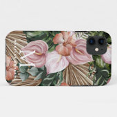 Oerwoud palmbladeren regenwoud bloemen roze groen Case-Mate iPhone case (Achterkant (horizontaal))