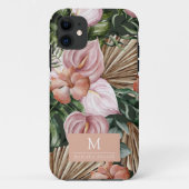 Oerwoud palmbladeren regenwoud bloemen roze groen Case-Mate iPhone case (Achterkant)