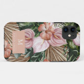 Oerwoud palmbladeren regenwoud bloemen roze groen Case-Mate iPhone case (Achterkant (horizontaal))