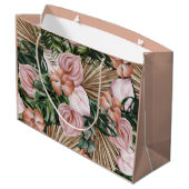 Oerwoud palmbladeren regenwoud bloemen roze groen groot cadeauzakje (Achterkant Gekanteld)