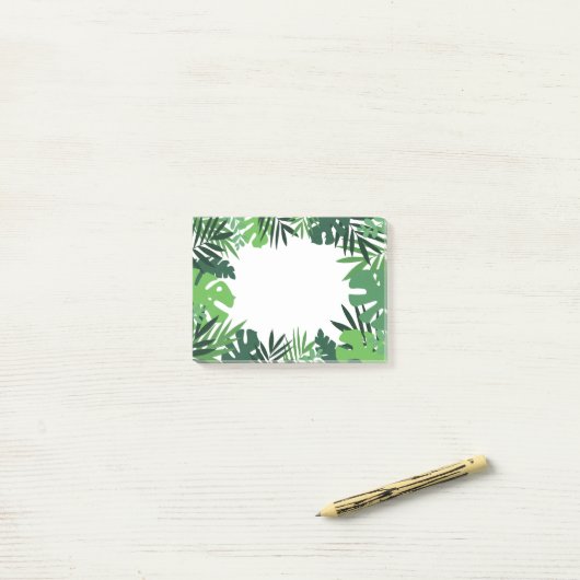 Oerwoud palmbladeren wild groen bloemmeel post-it® notes (Op bureau)