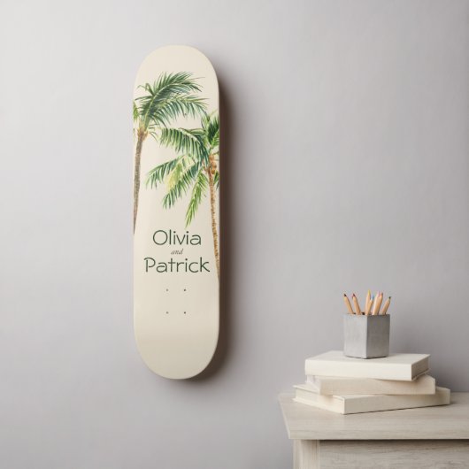 Oerwoud palmwaterverf tropisch persoonlijk skateboard (Muurkunst)
