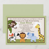 Oerwoud Pals Dieren Baby shower Kaart (Voorkant / Achterkant)