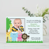 Oerwoud Pals Foto Birthday Uitnodiging (Staand voorkant)