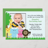 Oerwoud Pals Foto Birthday Uitnodiging (Voorkant / Achterkant)