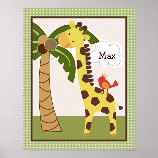Oerwoud Pals Giraffe Gepersonaliseerd KunstPoster Poster (Voorkant)
