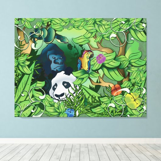 Oerwoud Panda Canvas Afdruk (Insitu (Houten vloer))