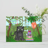 Oerwoud Panther Birthday Party Invitation Kaart (Staand voorkant)