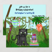 Oerwoud Panther Birthday Party Invitation Kaart (Voorkant / Achterkant)