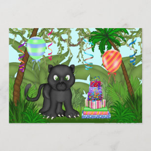 Oerwoud Panther Birthday Party Invitation Kaart