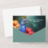 Oerwoud papegaai tropische bloemen bos all in one uitnodiging (Achterkant)