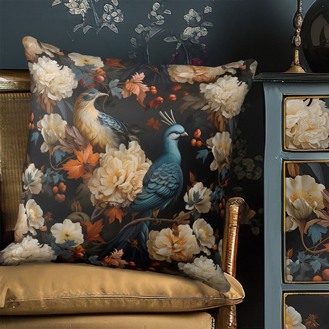 Oerwoud papegaaien Elegant  Victoriaans Boho Kussen (Creator heeft geüpload)