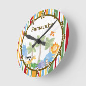 Oerwoud Parade Safari Zoo Animal Personalized Cloc Ronde Klok (Hoek)