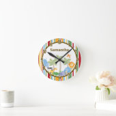 Oerwoud Parade Safari Zoo Animal Personalized Cloc Ronde Klok (Huis)