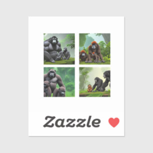 Oerwoud Pareltjes: een geanimeerde gorilla familie Sticker