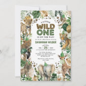 Oerwoud partij dieren Wild Safari Baby shower Kaart (Voorkant)