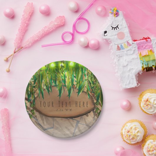 OERWOUD PARTIJEN bladeren en dieren afdrukken Aang Papieren Bordje (Feest)