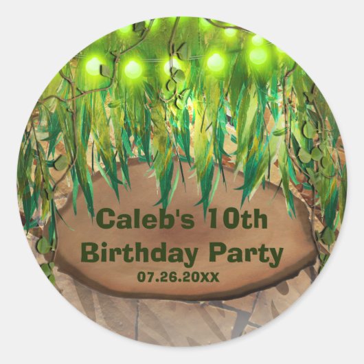 OERWOUD PARTIJEN bladeren en dieren afdrukken Ronde Sticker (Voorkant)