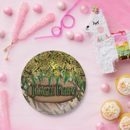 OERWOUD PARTITY Gold Glam Animal Print Birthday Papieren Bordje (Feest)