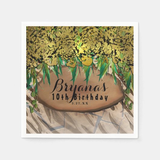 OERWOUD PARTITY Gold Glam Animal Print Birthday Servet (Voorkant)