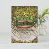 OERWOUD PARTY Gold Glam Animal Print Uitnodigingen (Staand voorkant)