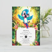 Oerwoud Pastel Parrot Verjaardag Kaart (Staand voorkant)