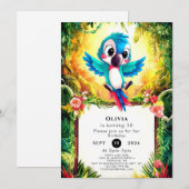 Oerwoud Pastel Parrot Verjaardag Kaart (Voorkant / Achterkant)