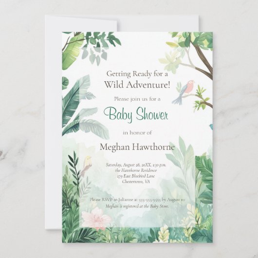 Oerwoud Path Wild Adventure Baby shower Kaart (Voorkant)