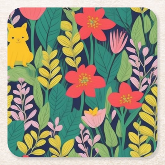 Oerwoud patroon kartonnen onderzetters (Voorkant)